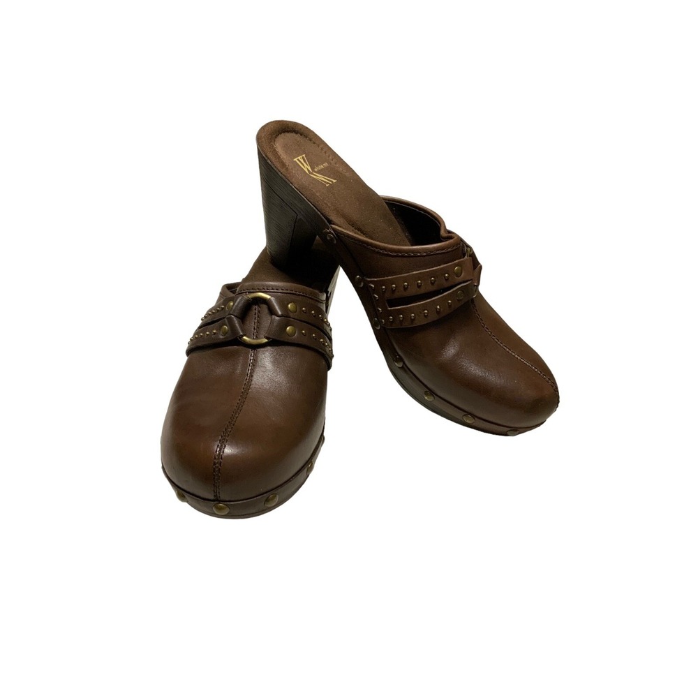 White Mountain Brown Leather Clog Priscilla Sz 9M